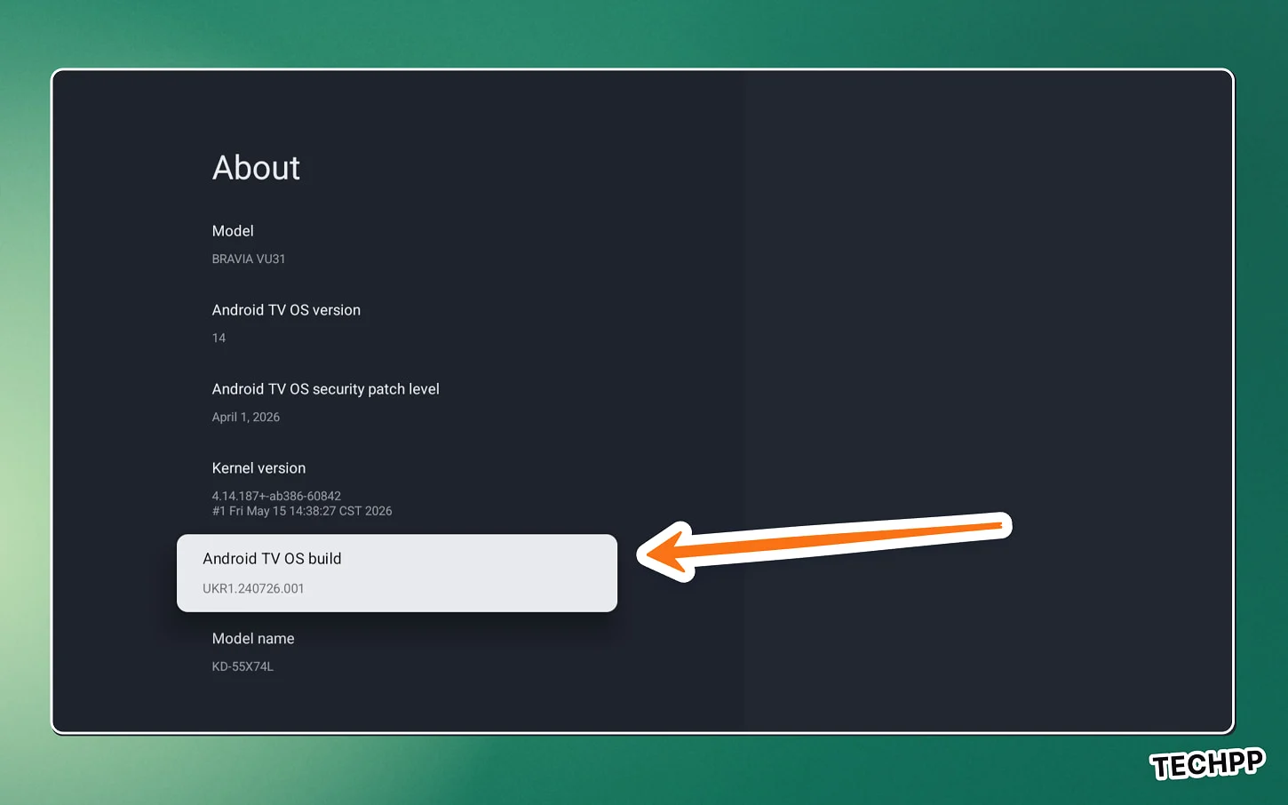 Tapping Android TV OS Build seven times