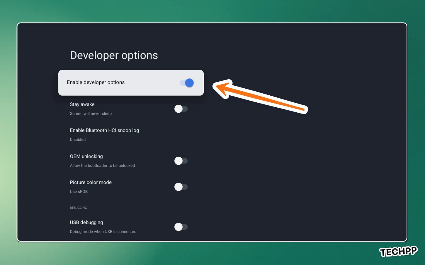 Enabling Developer options on Android TV